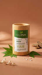 VijayaPure Natural Neem Wood Glass – Handmade Ayurvedic Wooden Tumbler for Daily Wellness